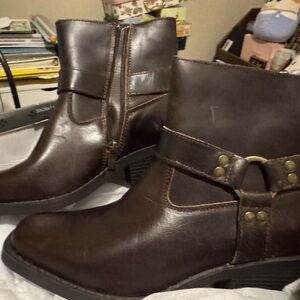 Sun & Stone Dark Brown Leather Ankle Boots